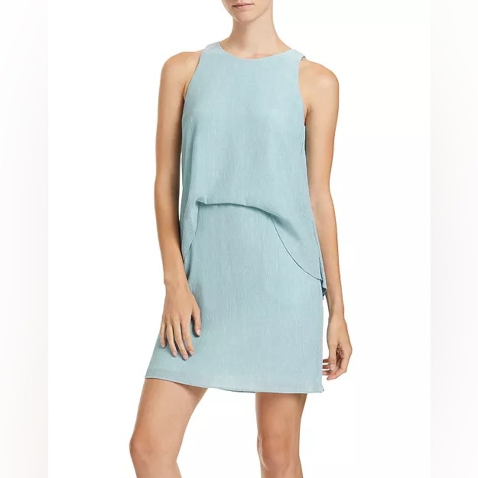 Nwt Halston Twisted Crinkle Blouson Shift Dress Blue Size 10 Mother Of The Bride